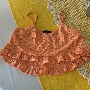 High-low eyelet tank top